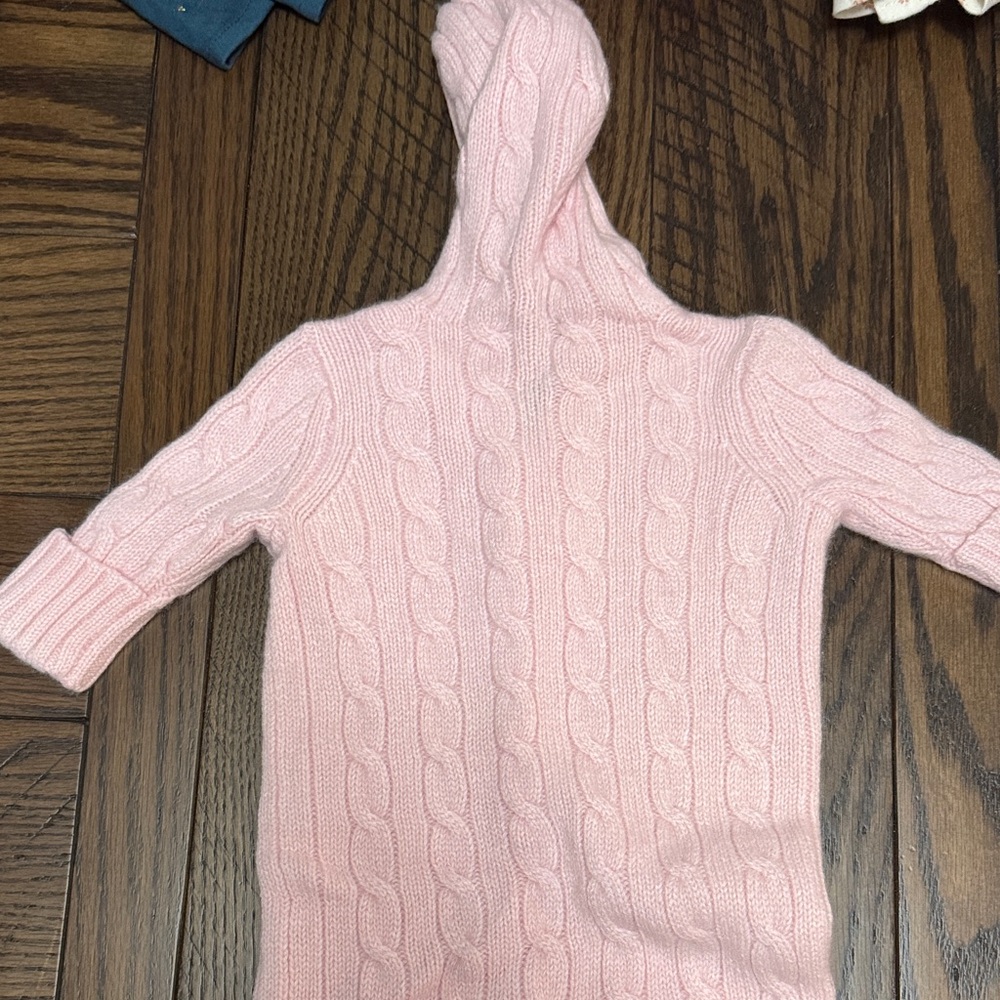 Ralph Lauren Pink Cable-Knit Cashmere Bunting 3-9 M. - Picture 7 of 7